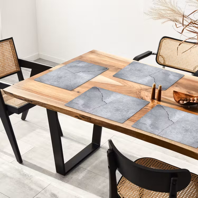 Placemat - 6 stuks - Beton - Scheur - Grijs — 5
