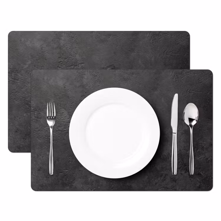Placemat - 6 stuks - Beton - Structuur - Industrieel - Zwart - Grijs — 2