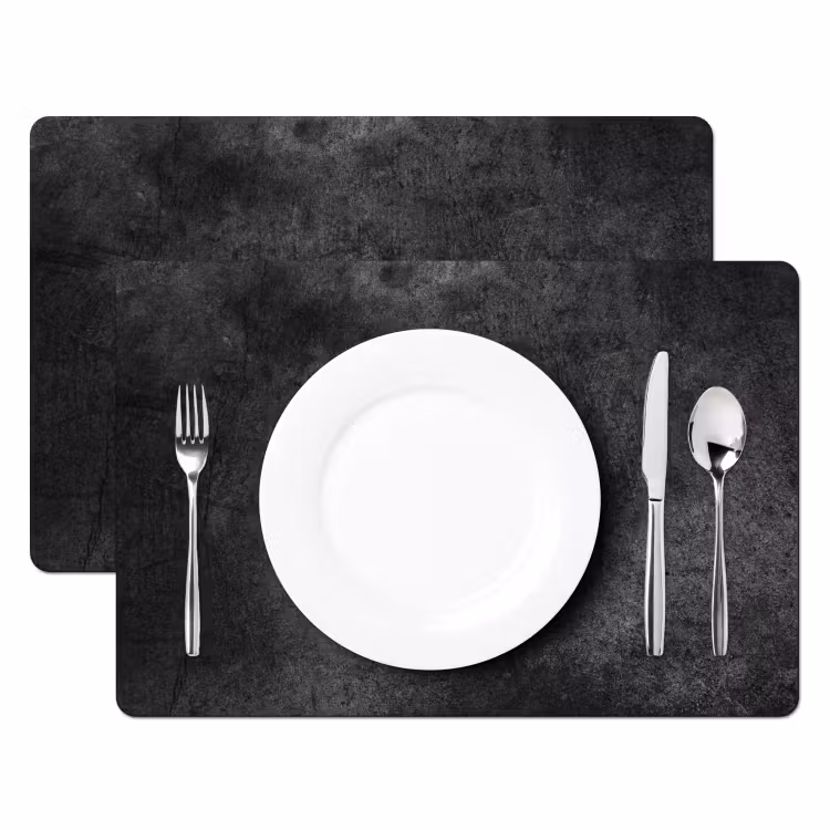 Placemat - 6 stuks - Beton - Structuur - Retro - Zwart - Grijs - Rustiek — 2