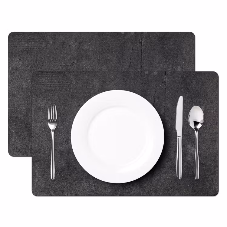 Placemat - 6 stuks - Beton - Zwart - Grijs - Rustiek - Industrieel — 2