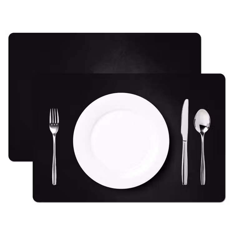 Placemat - 6 stuks - Beton - Zwart - Grijs - Structuur - Industrieel — 2