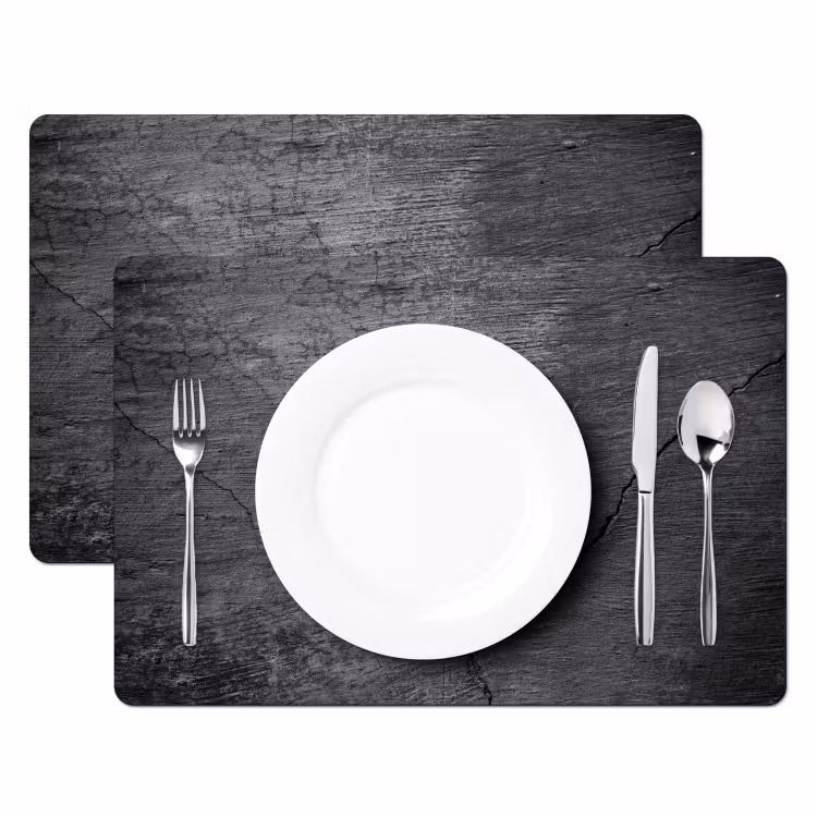 Placemat - 6 stuks - Beton - Zwart - Scheur — 2