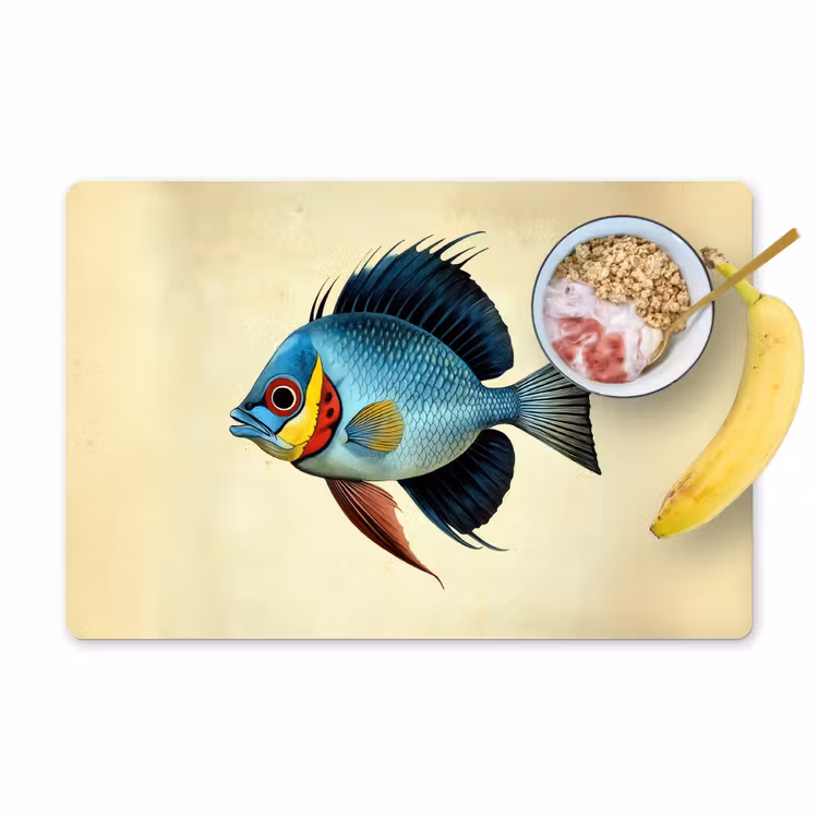 Placemat - 6 stuks - Blauw - Kieuwen - Vis - Illustratie — 1