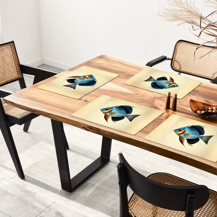 Placemat - 6 stuks - Blauw - Kieuwen - Vis - Illustratie — 5