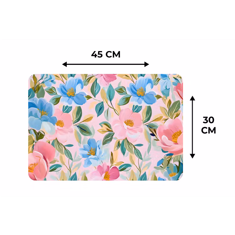Placemat - 6 stuks - Blauw - Roze - Bloemen — 3