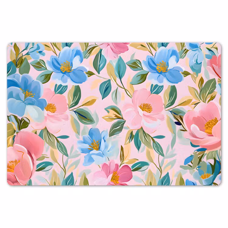 Placemat - 6 stuks - Blauw - Roze - Bloemen — 7