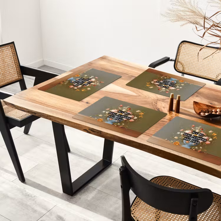 Placemat - 6 stuks - Bloem - Quote - Vintage - Art — 5