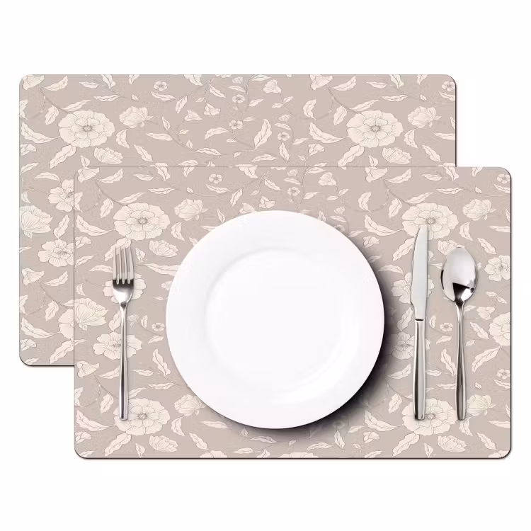 Placemat - 6 stuks - Bloemen - Blaadjes - Patroon — 2