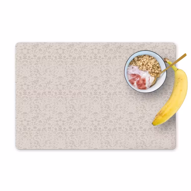 Placemat - 6 stuks - Bloemen - Bladeren - Licht - Taupe — 1
