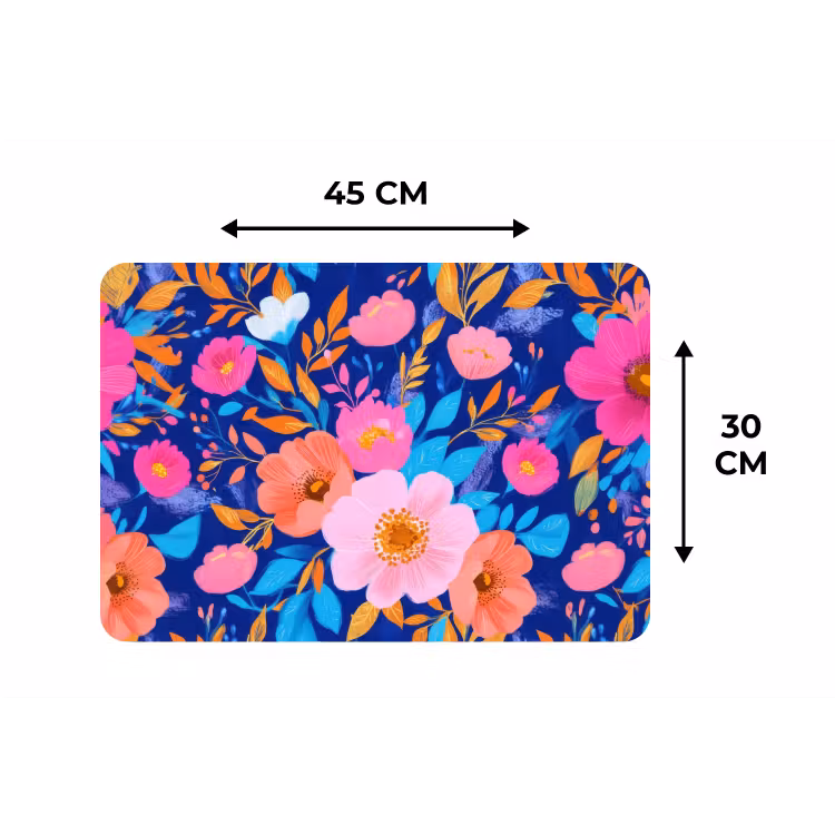 Placemat - 6 stuks - Bloemen - Blauw - Roze — 3