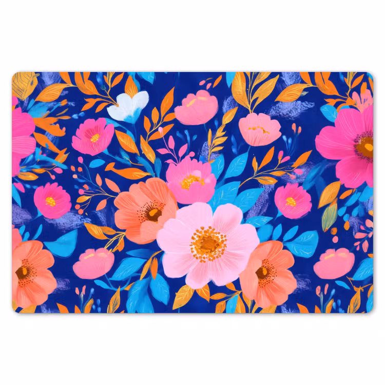 Placemat - 6 stuks - Bloemen - Blauw - Roze — 7