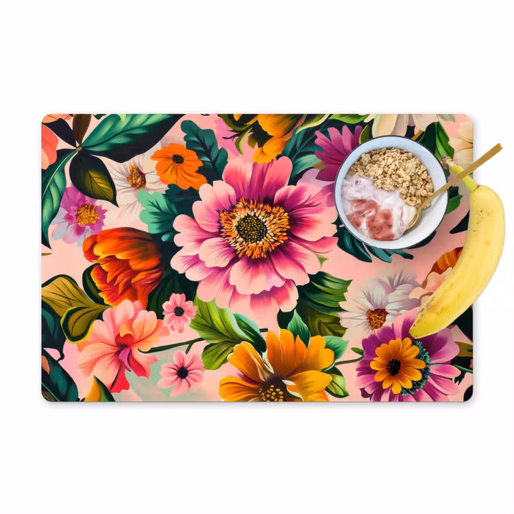 Placemat - 6 stuks - Bloemen - Kleurrijk - Roze — 1
