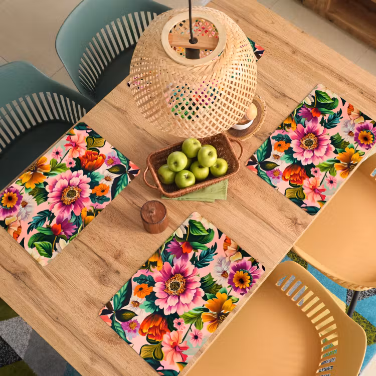 Placemat - 6 stuks - Bloemen - Kleurrijk - Roze — 6