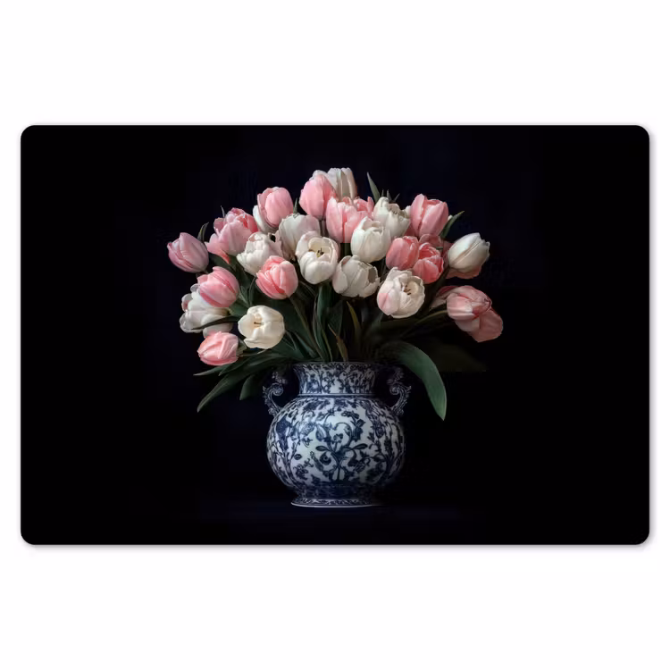 Placemat - 6 stuks - Bloemen - Roze - Tulpen - Vaas — 7
