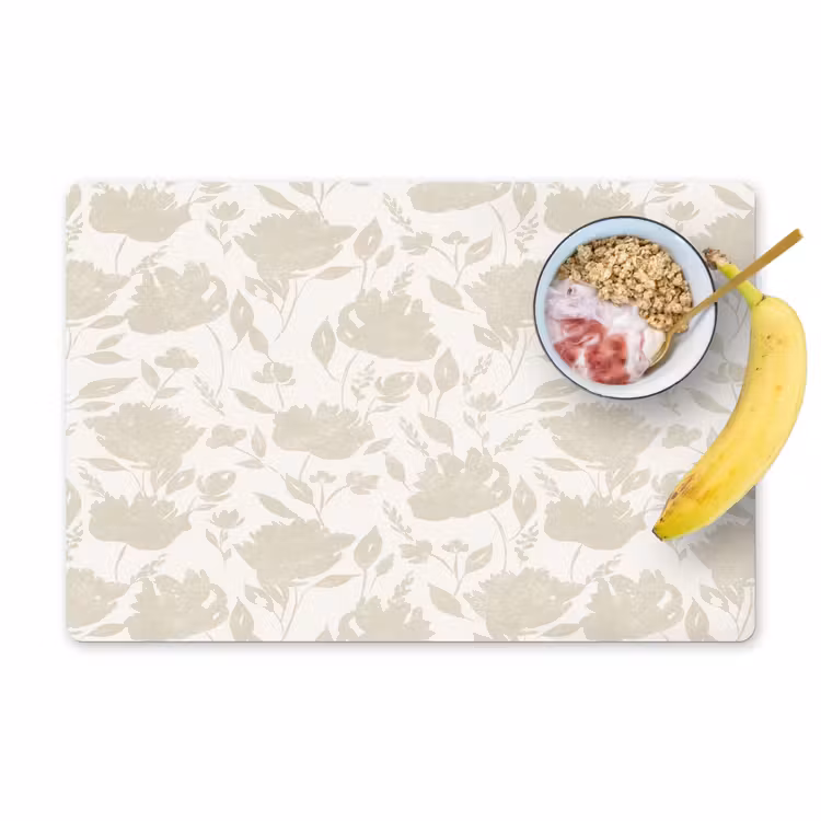 Placemat - 6 stuks - Bloemenpatroon - Silhouet - Wit — 1