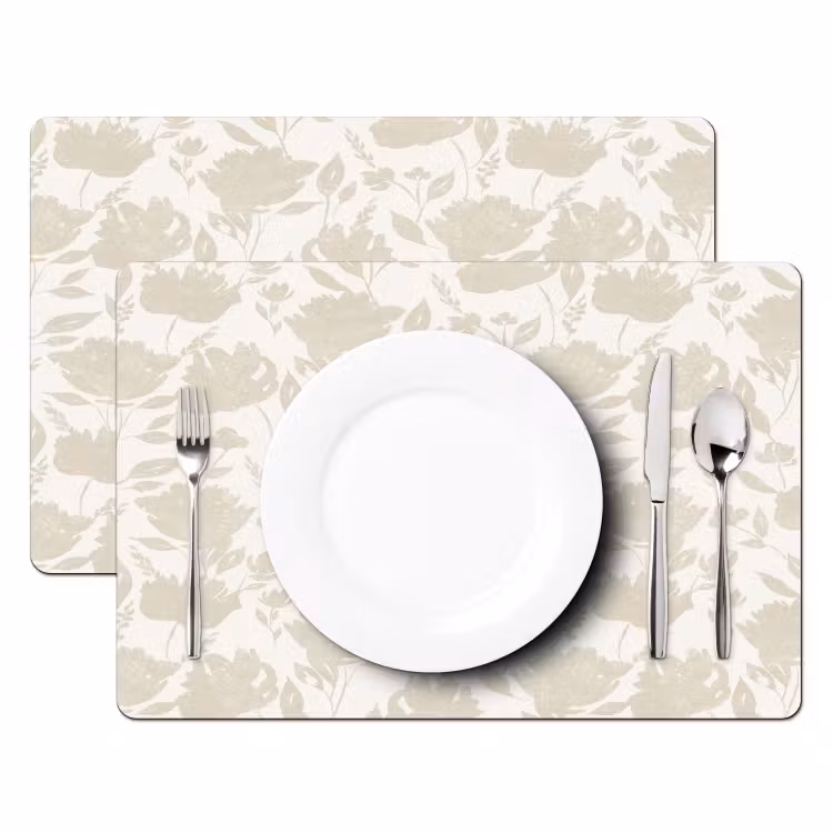 Placemat - 6 stuks - Bloemenpatroon - Silhouet - Wit — 2