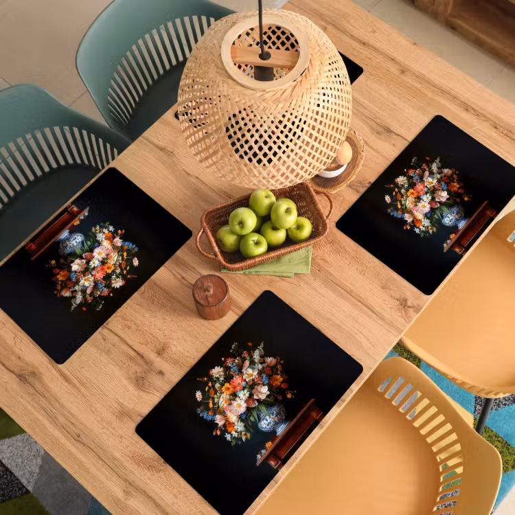 Placemat - 6 stuks - Boeket - Roze - Bloemen - Vaas — 6