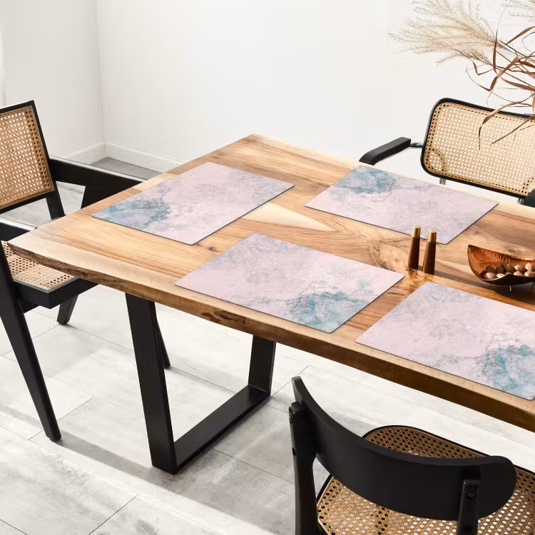 Placemat - 6 stuks - Cement - Beton - Retro - Industrieel - Wit - Blauw — 5