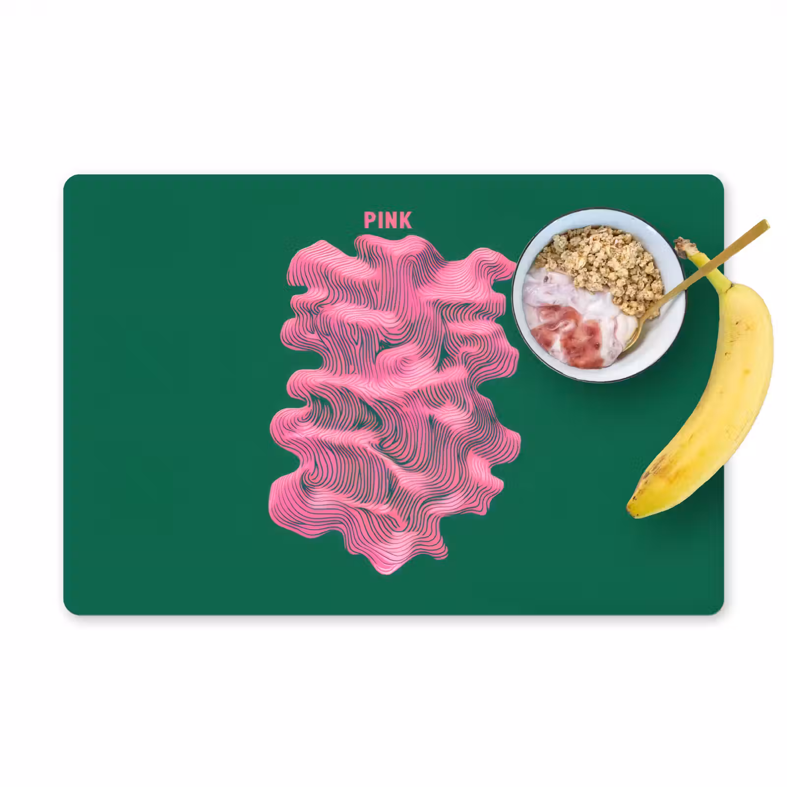 Placemat - 6 stuks - Abstract - Pink - Lijnen - Groen — 1