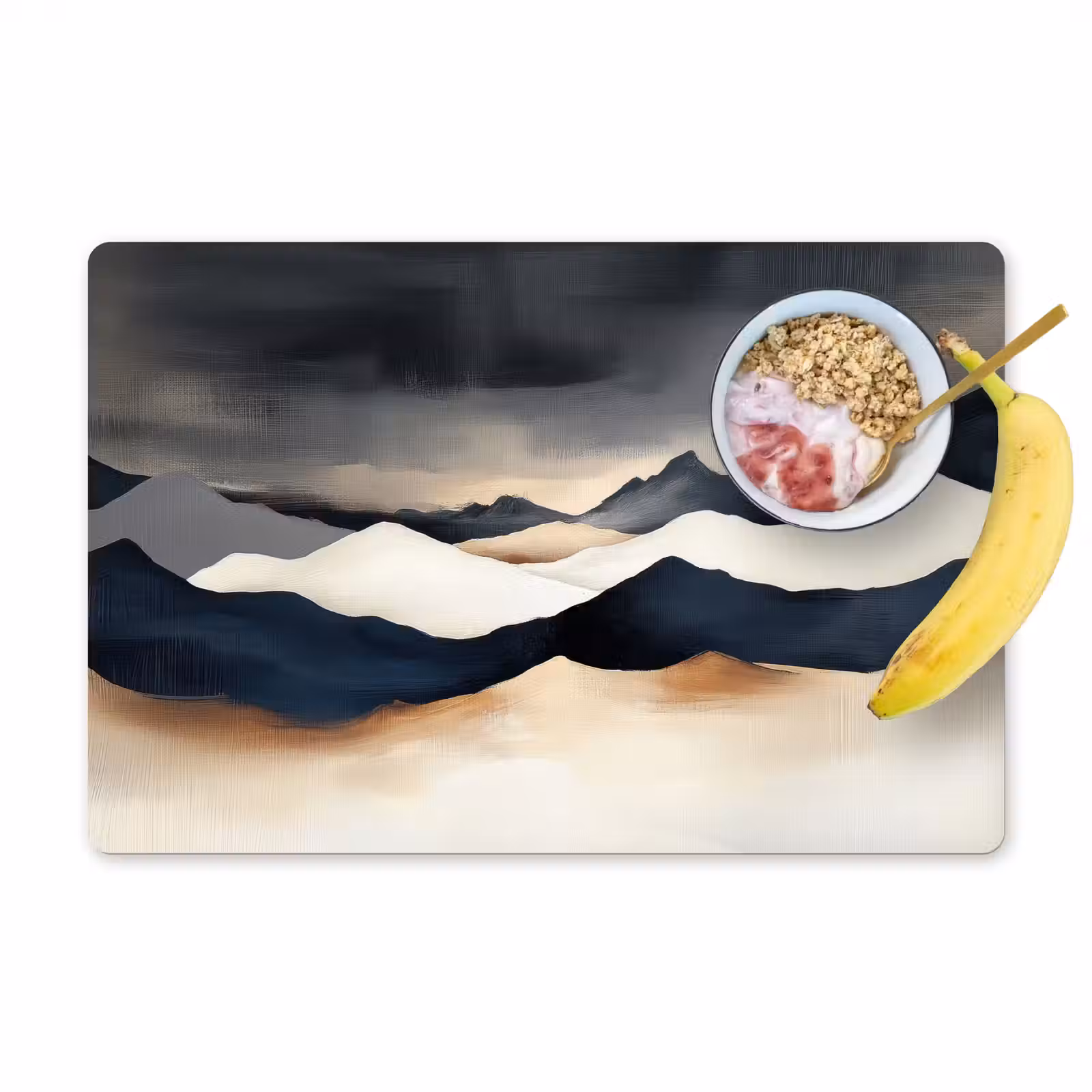 Placemat - 6 stuks - Bergen - Donkerblauw - Landschap — 1