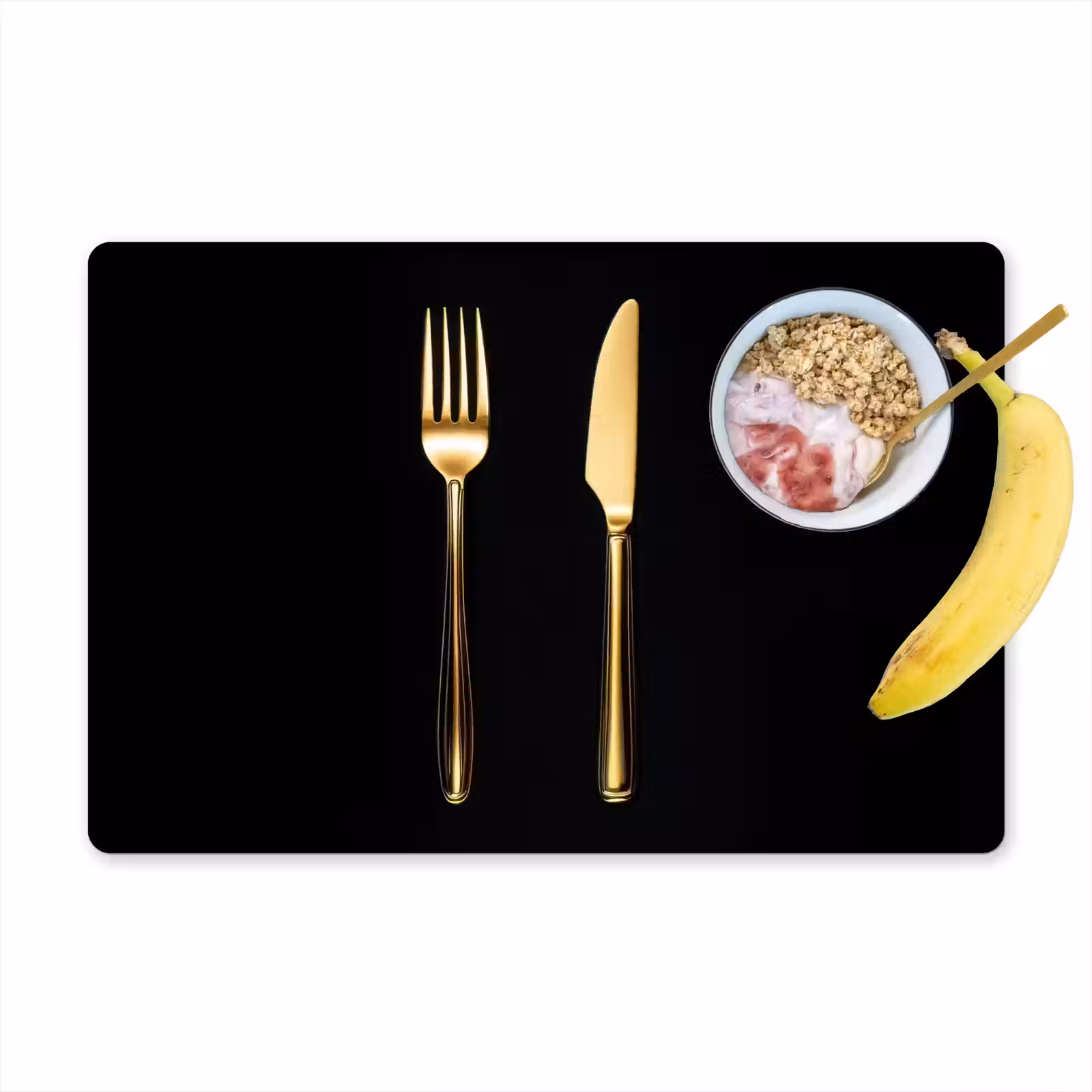 Placemat - 6 stuks - Bestek - Goud - Mes - Vork — 1