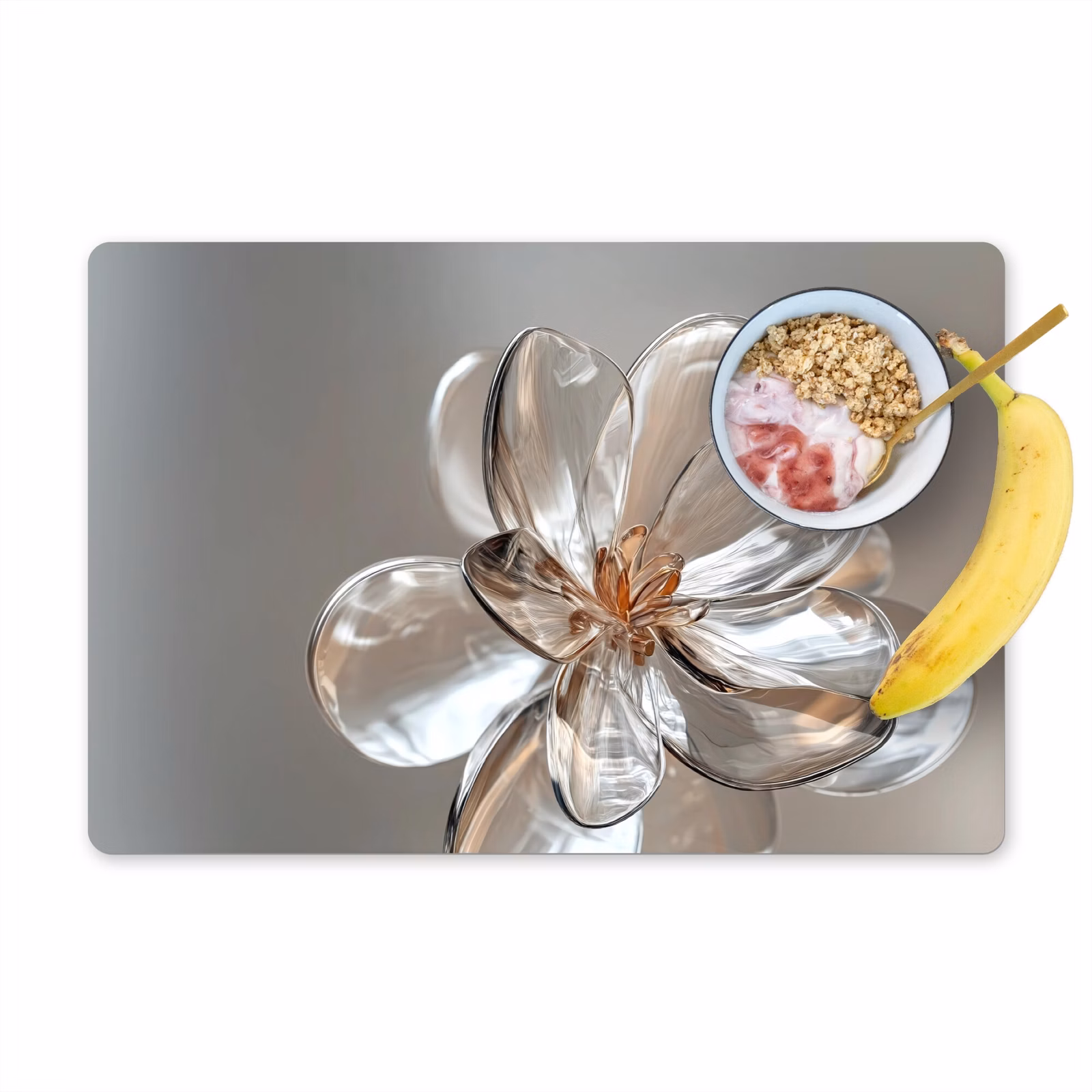 Placemat - 6 stuks - Bloem - Glazen - Doorzichtig — 1