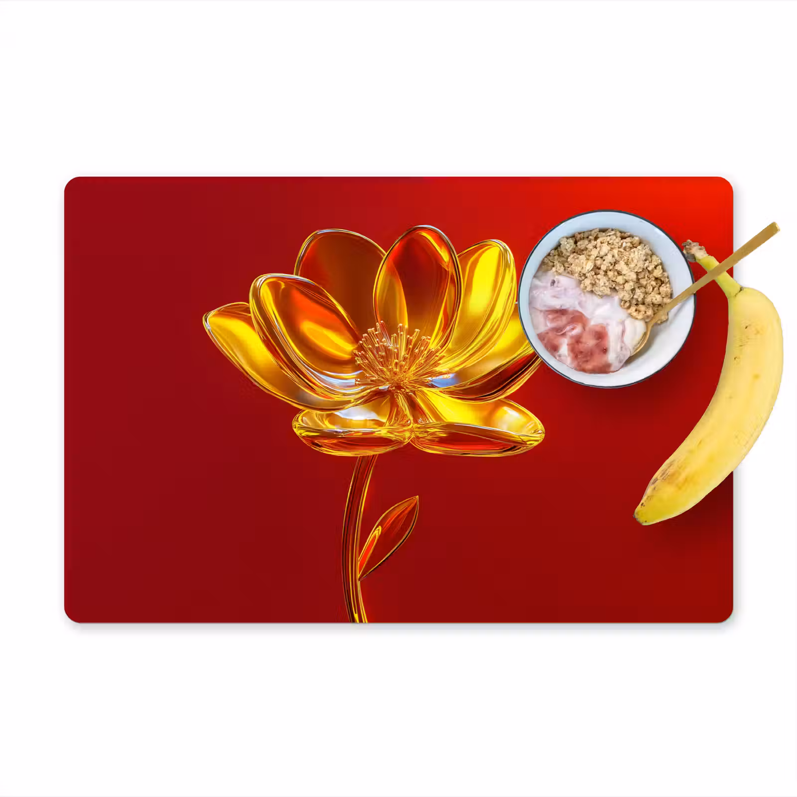 Placemat - 6 stuks - Bloem - Goud - Glazen — 1