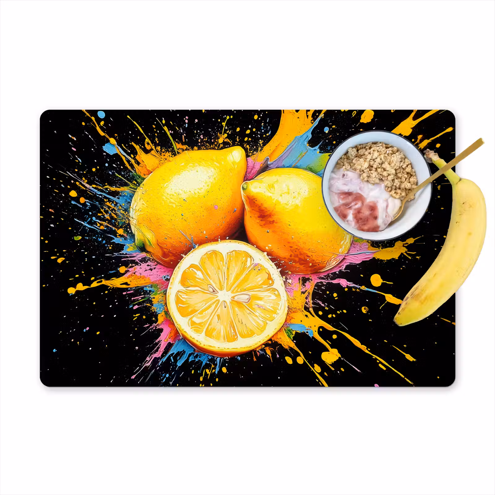 Placemat - 6 stuks - Citroen - Graffiti - Kleurrijk - Verf - Modern — 1