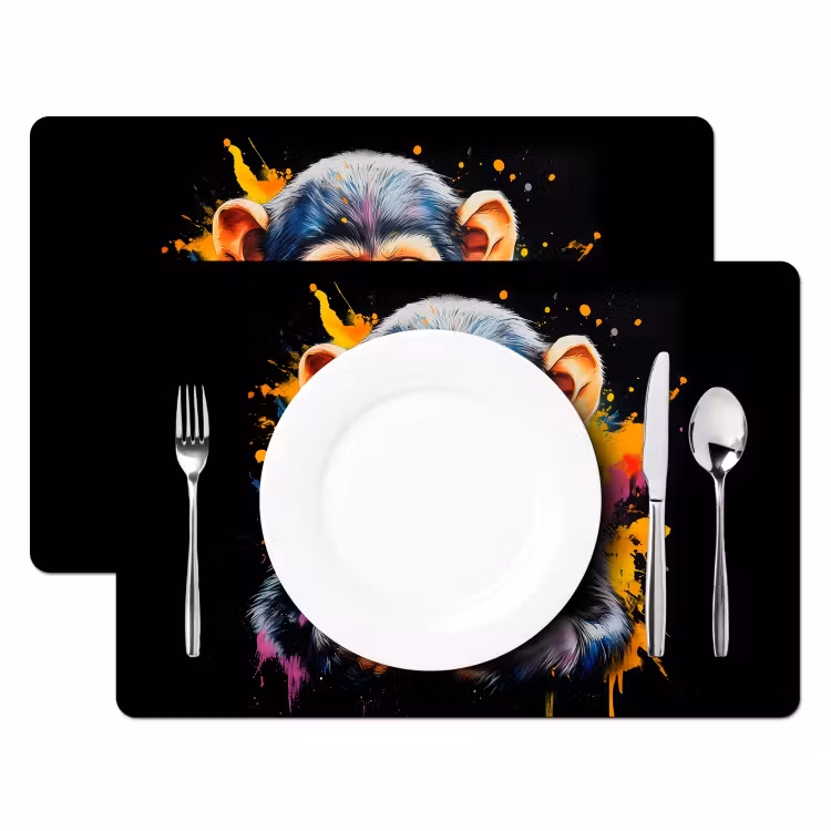 Placemat - 6 stuks - Aap - Graffiti - Kleurrijk - Bananen - Modern — 2