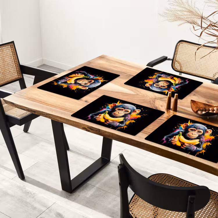 Placemat - 6 stuks - Aap - Graffiti - Kleurrijk - Bananen - Modern — 5