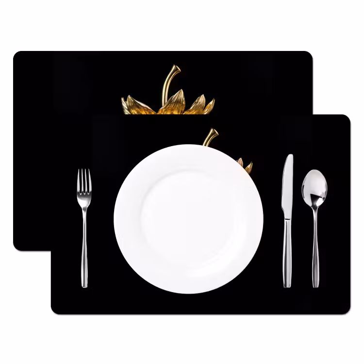 Placemat - 6 stuks - Aardbei - Goud - Zwart - Chrome — 2