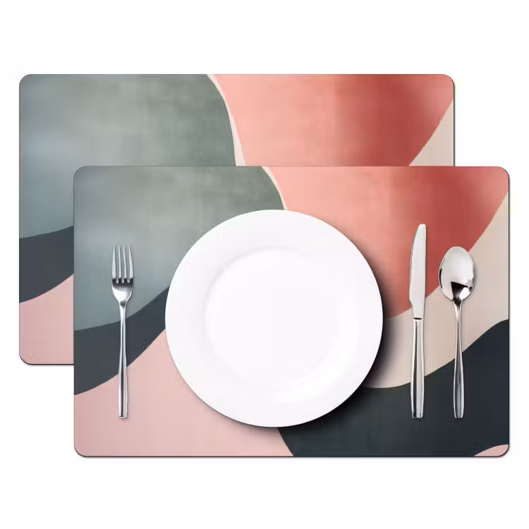 Placemat - 6 stuks - Abstract - Golven - Sierlijk - Roze — 2