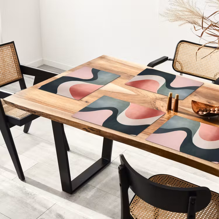 Placemat - 6 stuks - Abstract - Golven - Sierlijk - Roze — 5