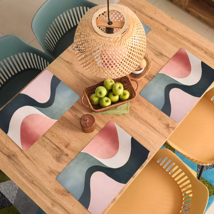 Placemat - 6 stuks - Abstract - Golven - Sierlijk - Roze — 6