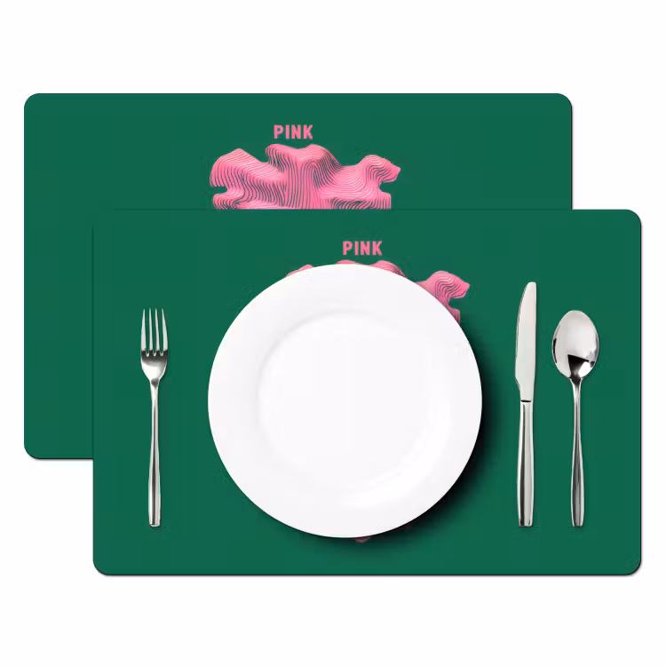 Placemat - 6 stuks - Abstract - Pink - Lijnen - Groen — 2