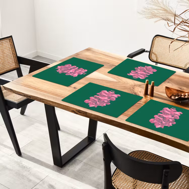 Placemat - 6 stuks - Abstract - Pink - Lijnen - Groen — 5