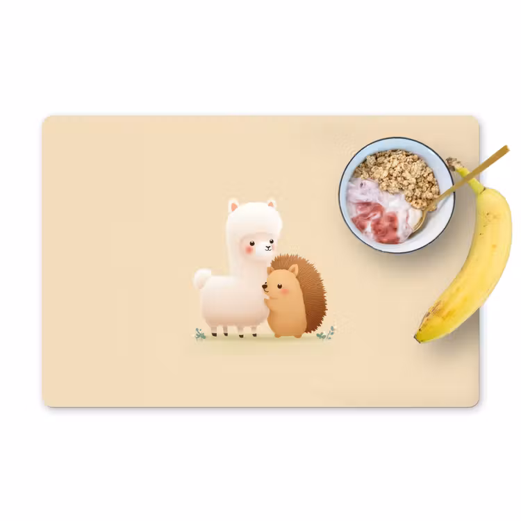 Placemat - 6 stuks - Alpaca - Egel - Bruin - Knuffelen — 1