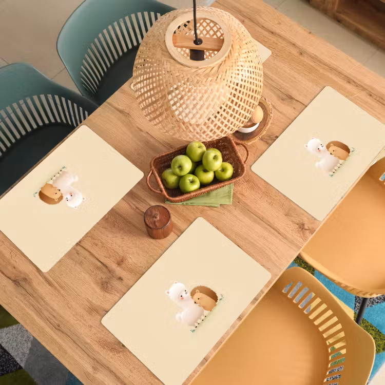 Placemat - 6 stuks - Alpaca - Egel - Bruin - Knuffelen — 6