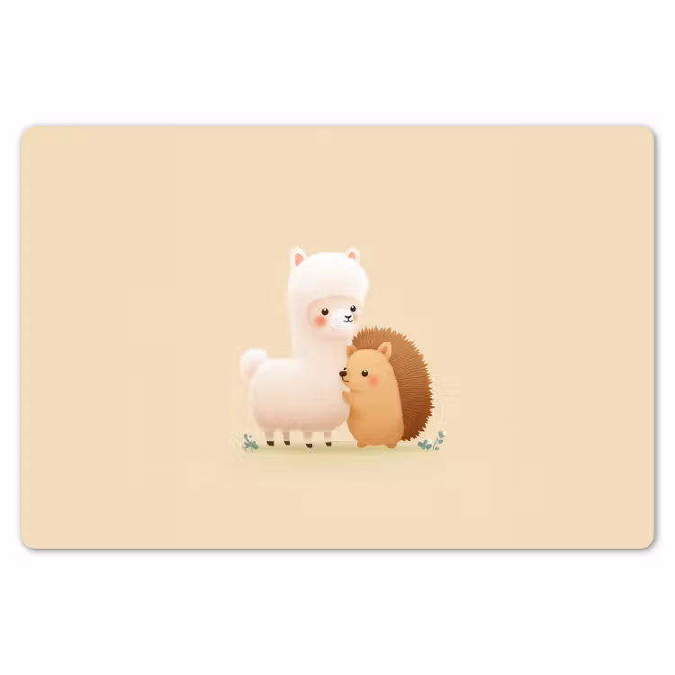Placemat - 6 stuks - Alpaca - Egel - Bruin - Knuffelen — 7