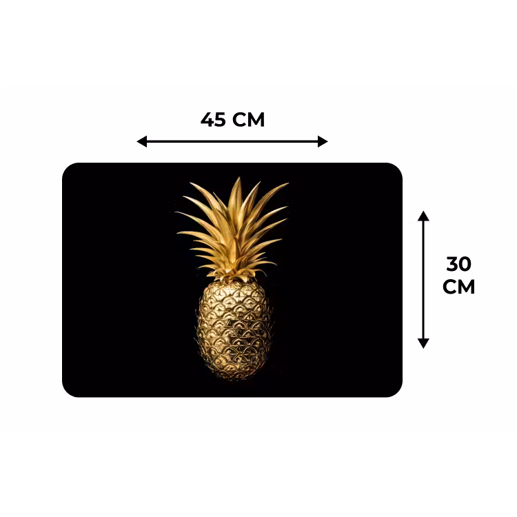 Placemat - 6 stuks - Ananas - Zwart - Goud - Luxe — 3