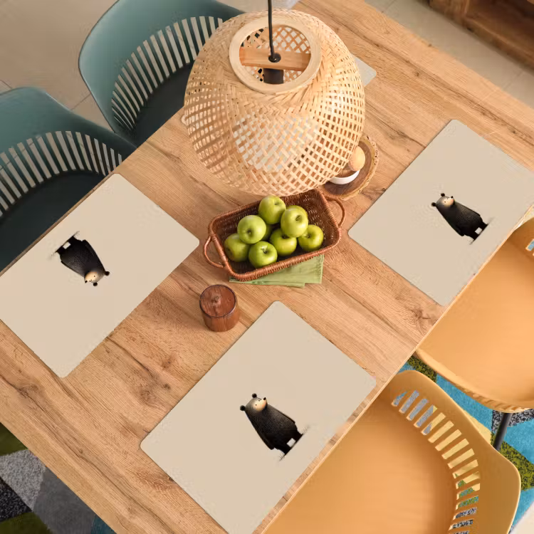 Placemat - 6 stuks - Beer - Donkerbruin - Minimalistisch — 6