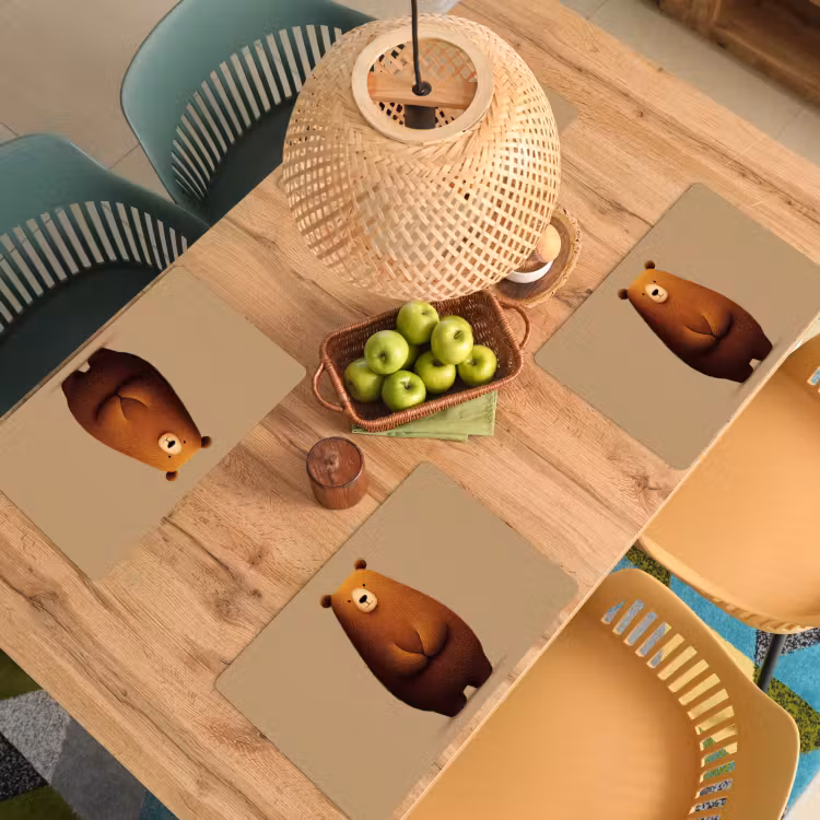 Placemat - 6 stuks - Beer - Minimalistisch - Bruin — 6