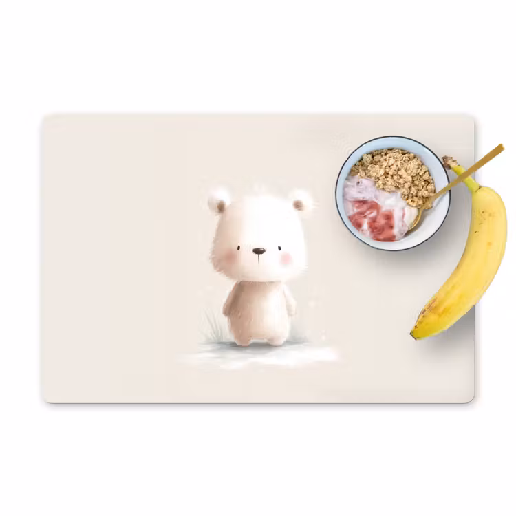 Placemat - 6 stuks - Beertje - Sneeuwvlokje - Wit - Pluizig — 1