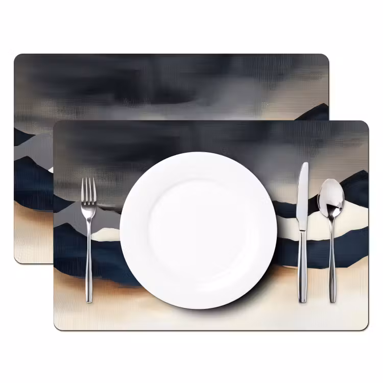 Placemat - 6 stuks - Bergen - Donkerblauw - Landschap — 2