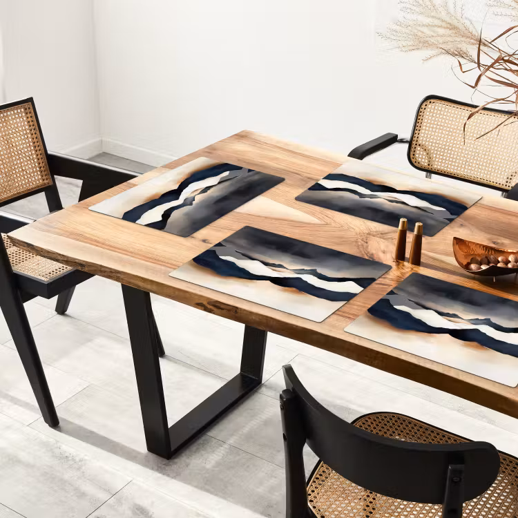 Placemat - 6 stuks - Bergen - Donkerblauw - Landschap — 5
