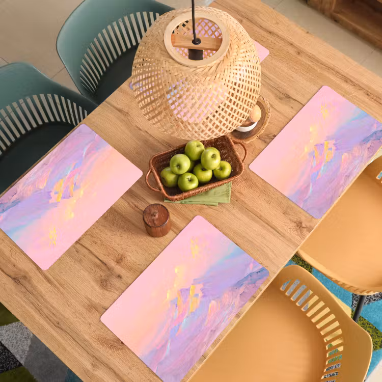 Placemat - 6 stuks - Bergtoppen - Wolken - Dromerig — 6