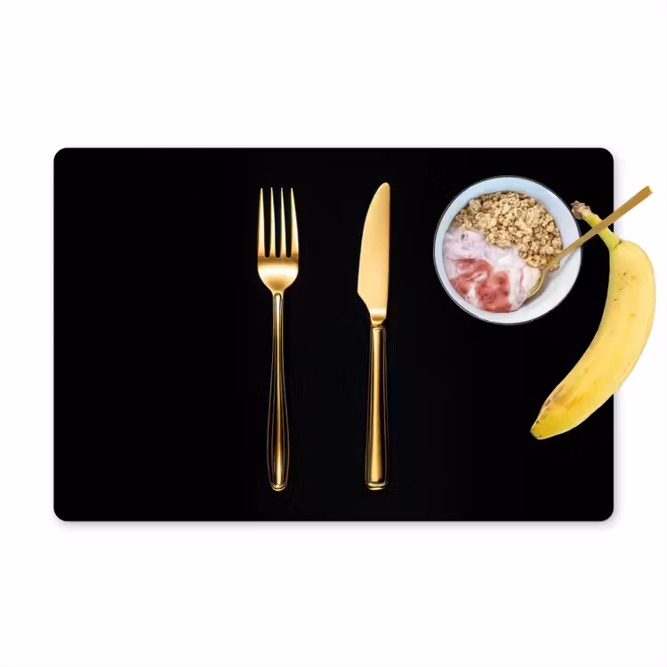Placemat - 6 stuks - Bestek - Goud - Mes - Vork — 1