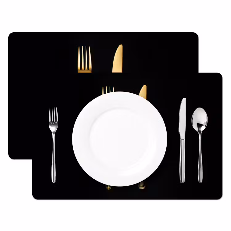 Placemat - 6 stuks - Bestek - Goud - Mes - Vork — 2