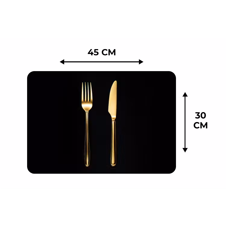 Placemat - 6 stuks - Bestek - Goud - Mes - Vork — 3
