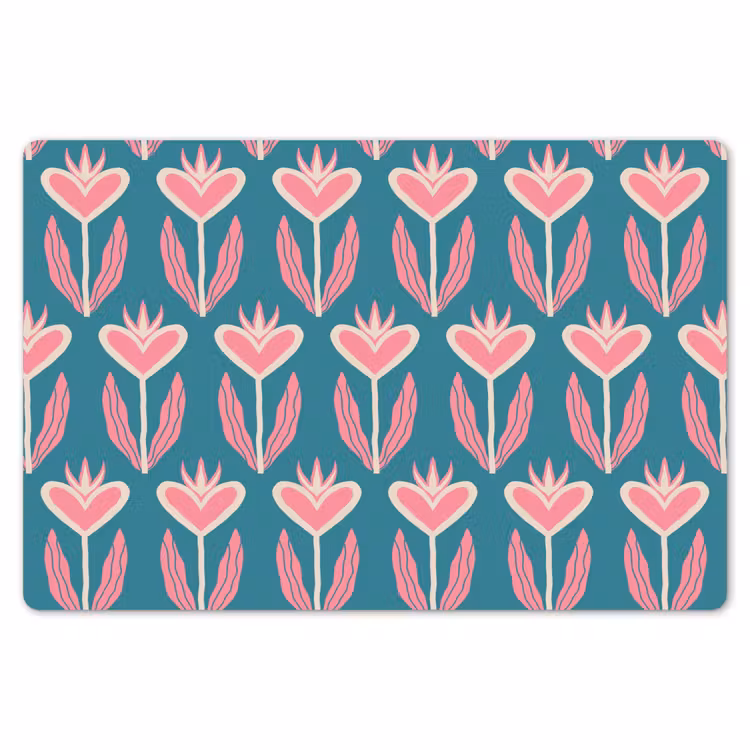 Placemat - 6 stuks - Blauw - Retro - Patroon - Hartjes — 7